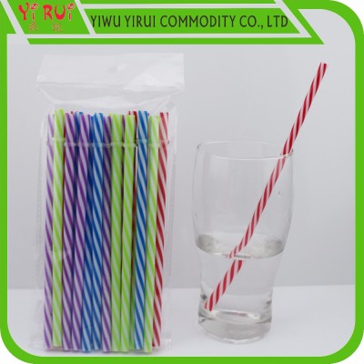 7.5*230mm pp colorful stripes drinking straw with circle