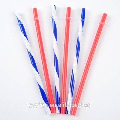 Striped hard plastic straight drinking straw with ring