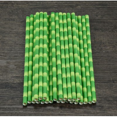 Food Grade Bamboo Star Printed Cocktail Party Kraft Paper Drinking Straw