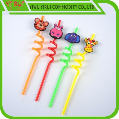 PET food grade crazy drinking straws with kinds of cute animal