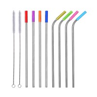 Trending products 2018 new arrivals eco friendly metal drinking straws straws with silicone tips