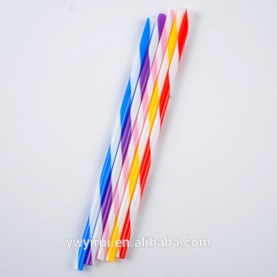 Striped hard plastic straight drinking straw