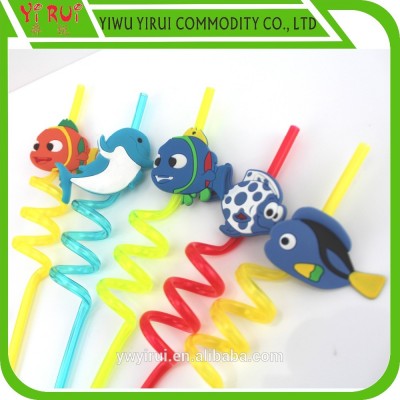 2016 New fish shaped plastic drinking straws