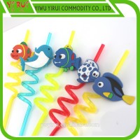 2016 New fish shaped plastic drinking straws