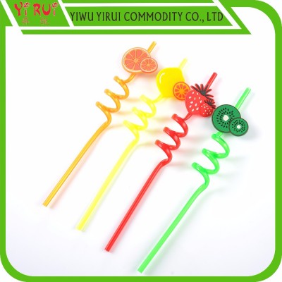 PET material crazy drinking straw with fruit cartoon